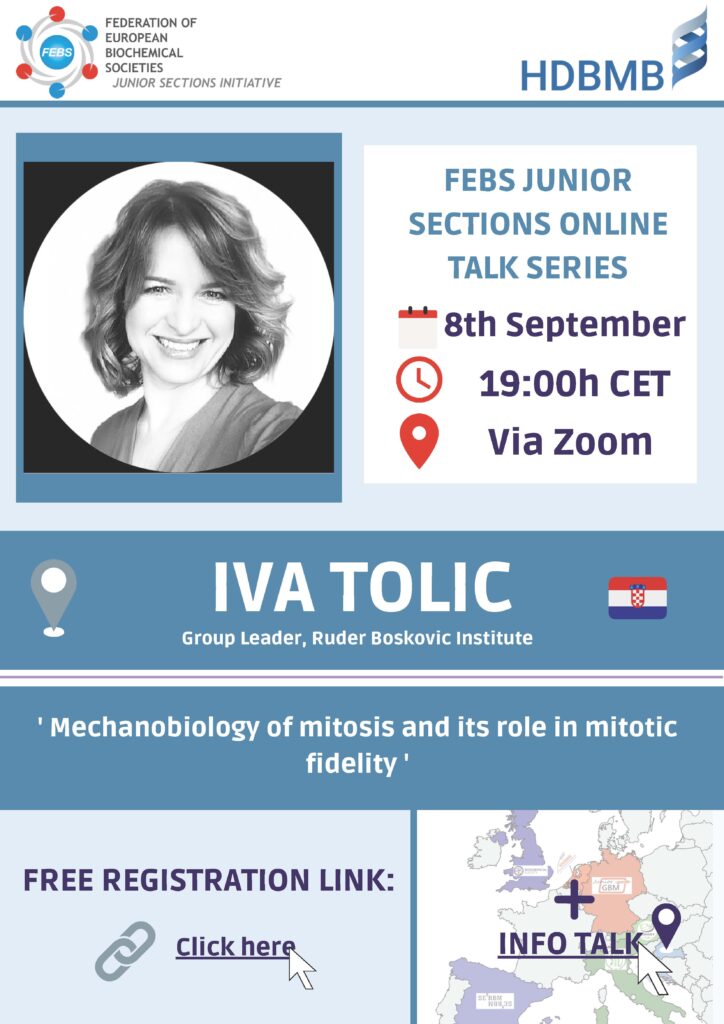 HDBMB YSF-FEBS Junior Sections Invitation - Iva Tolic talk Sept 2022 - poster